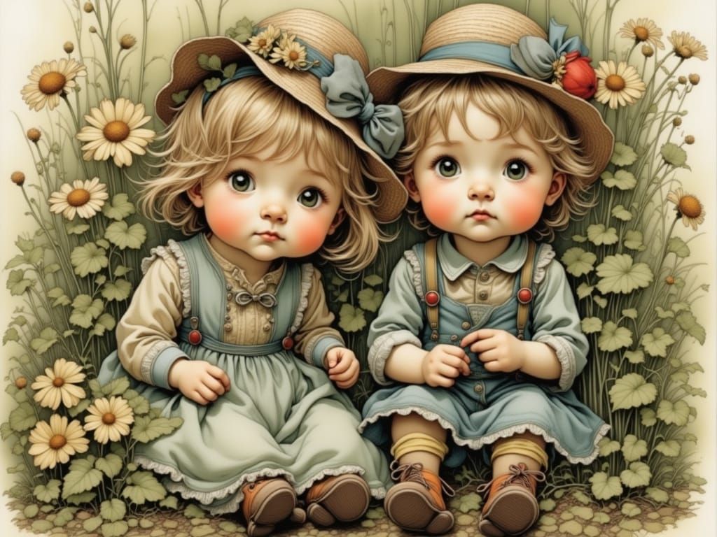 Enchanting Toddler Scene from a Bygone Era