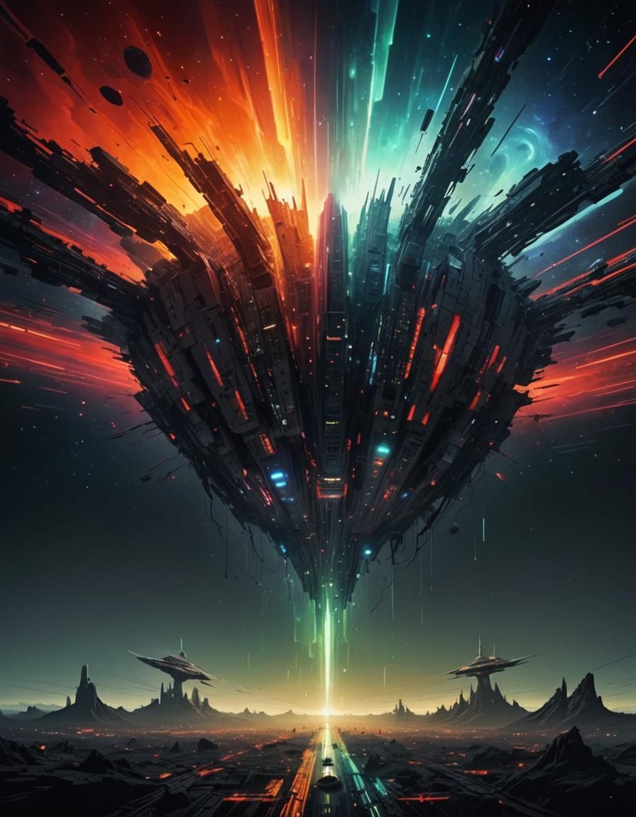 Circuitry Spaceship Cruises Through Deep Space