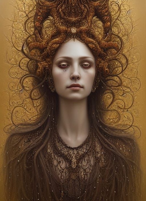 Water Goddess with Liquid Jewelry in Surreal Style