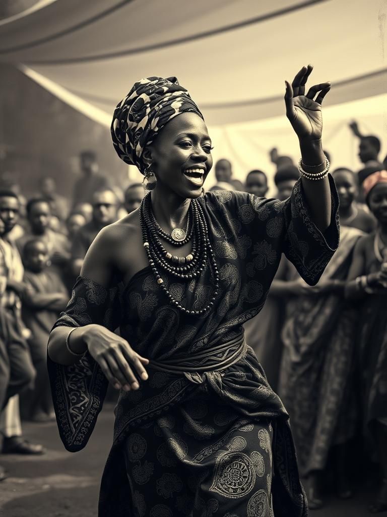 Energetic African Dance in Vintage Photograph Style