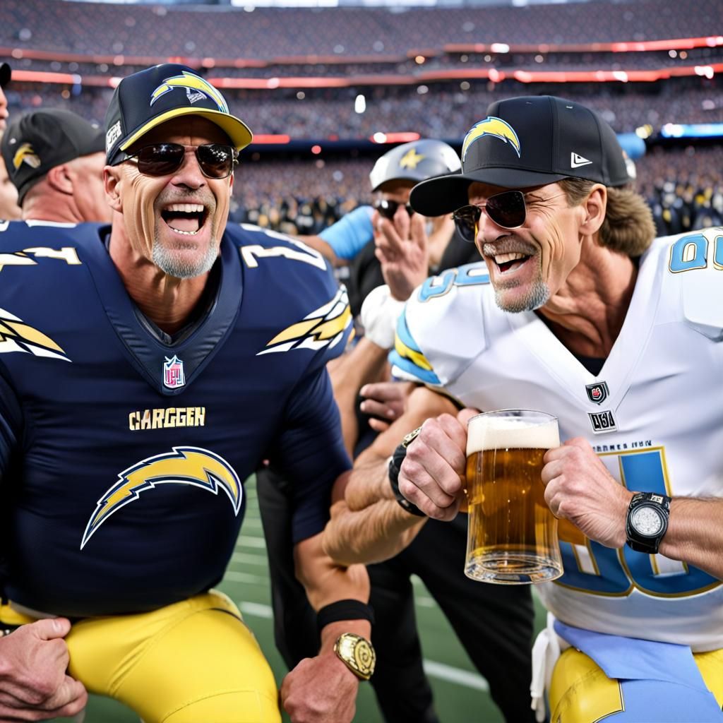 Football Stars Celebrate Victory with Beer