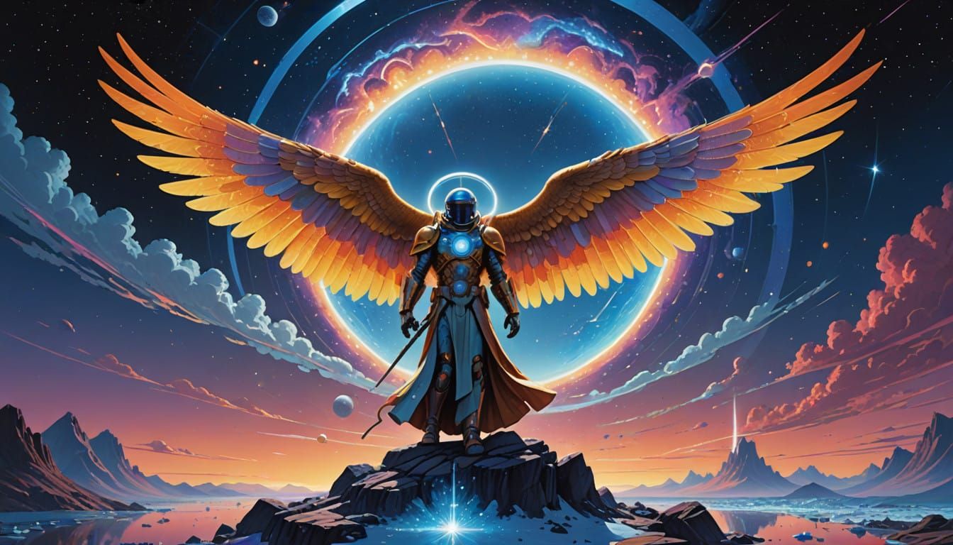 Angel Gabriel Descends in Radiant Cosmic Glory