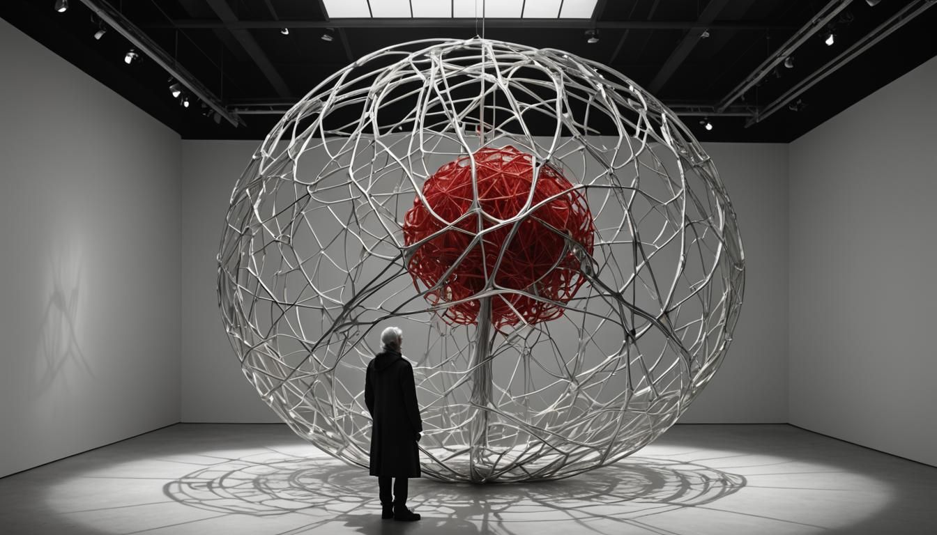 Translucent Humanoid in Silver String Structure