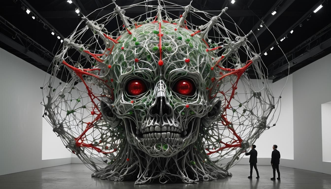 Silver String Enclosure: Translucent Humanoid in Hyperrealis...