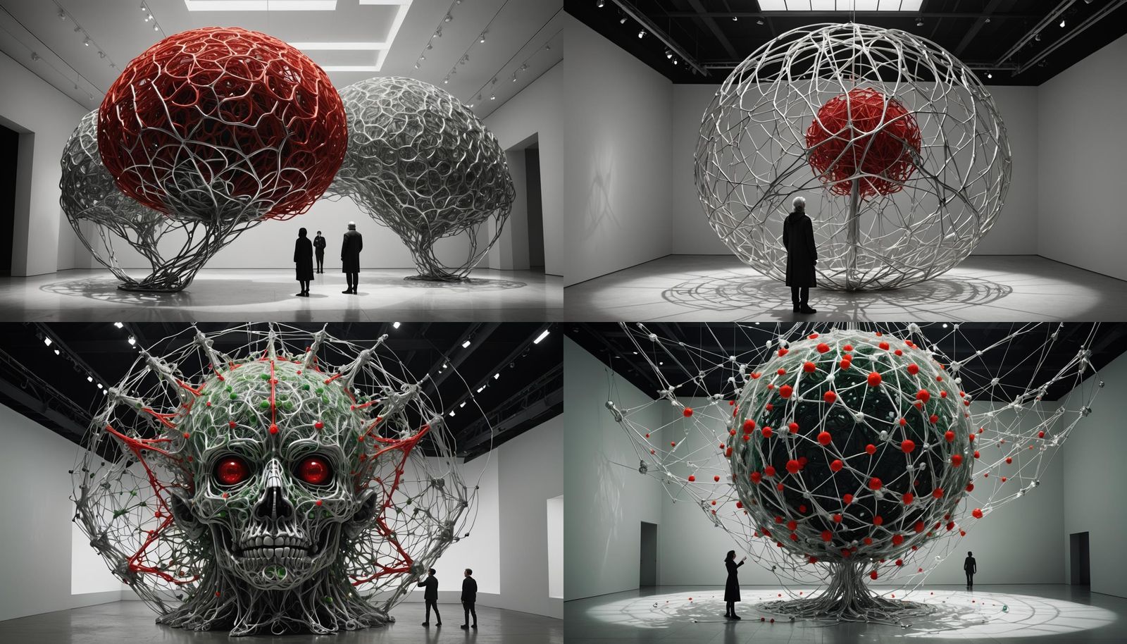 Silver String Encases Translucent Humanoid: Hyperrealistic C...