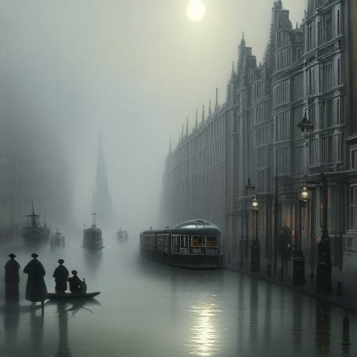 Creepy Shadow in Victorian London: Hyperdetailed Realism