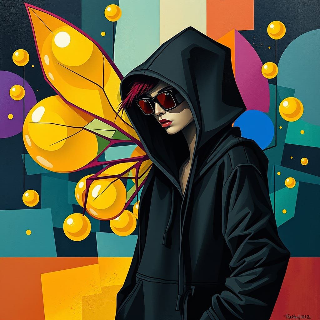 Gangster Fairy in Abstract Cubism Style