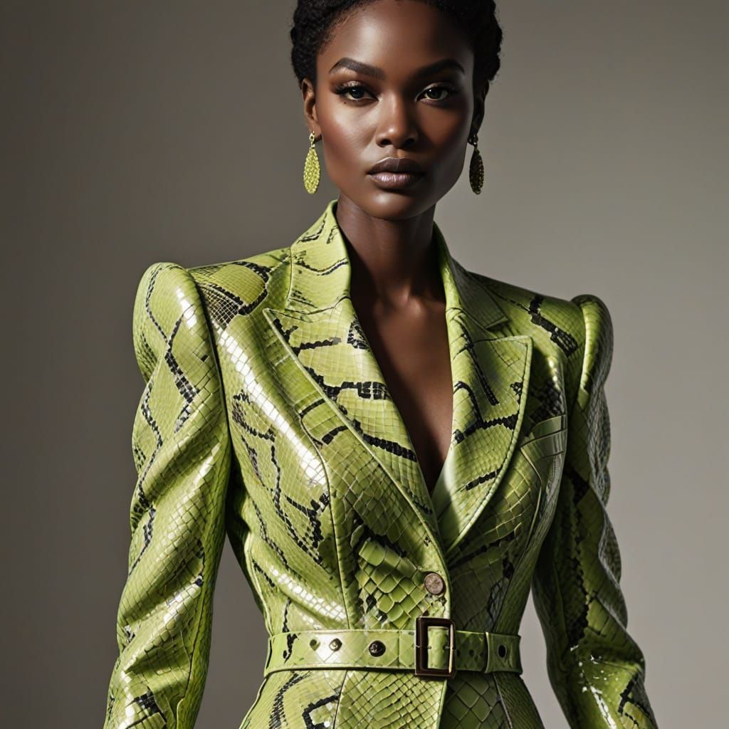 Sleek Monochromatic Haute Couture Fashion in Key Lime Green ...