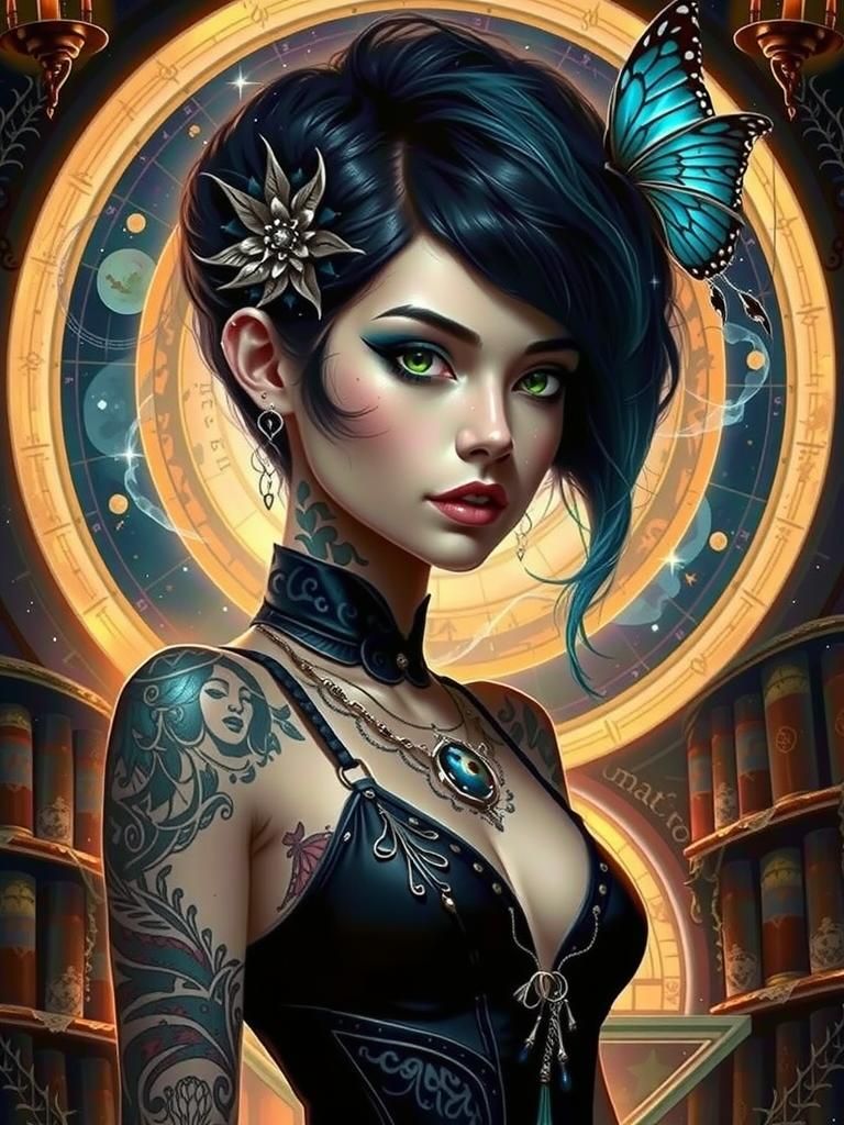 Bohemian Woman Portrait in Art Nouveau Style