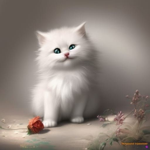 Adorable Kitten Snuggling in Teacup: Hyperdetailed Concept A...