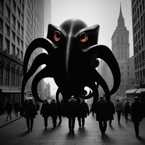 Giant Squid Photobombs Tourists: Retro Film Noir