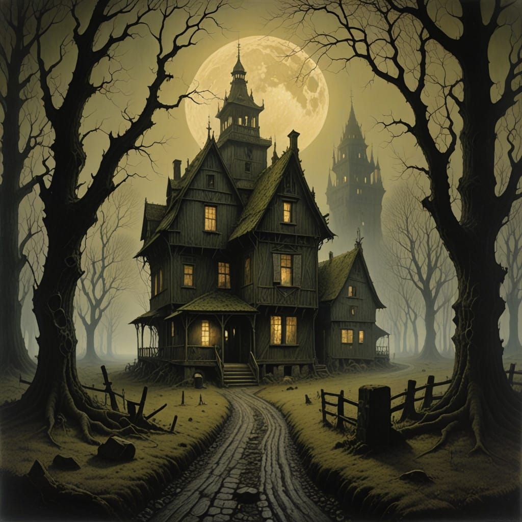 Ethereal Village in a Shrouded Mist