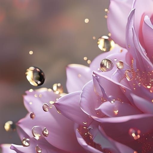 Photorealistic Rose with Transparent Petals and Gold