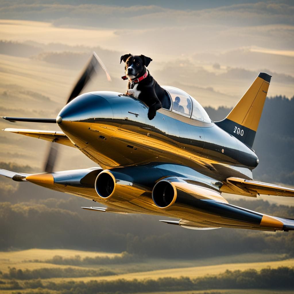 Dog Flying a Jet: A Whimsical Scene