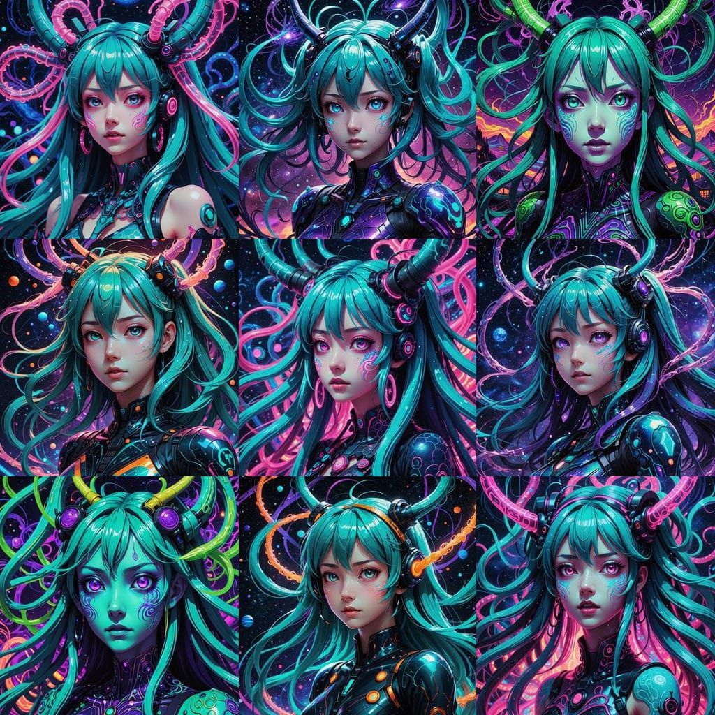 Eldritch Hatsune Miku: Holographic Astral Illustration