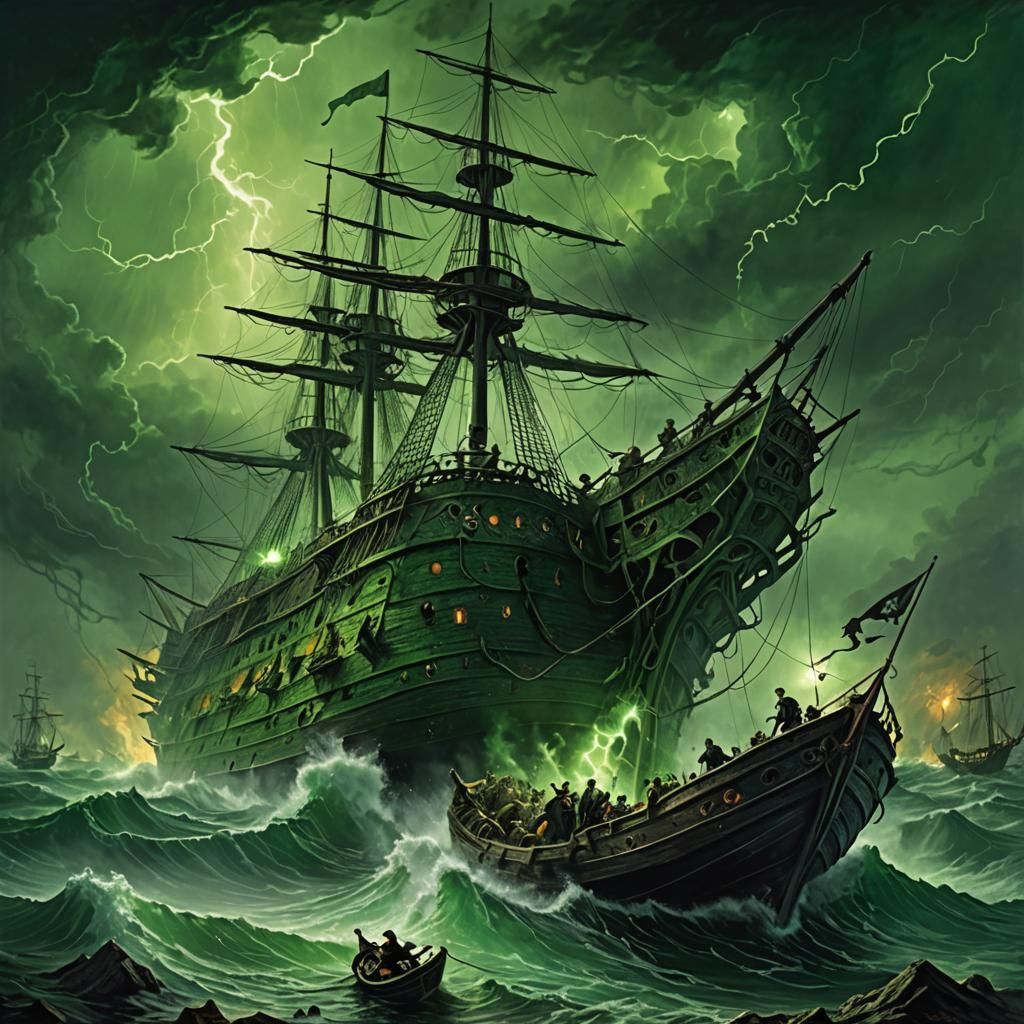 Ghost Pirates in Stormy Seas: A Dark Fantasy