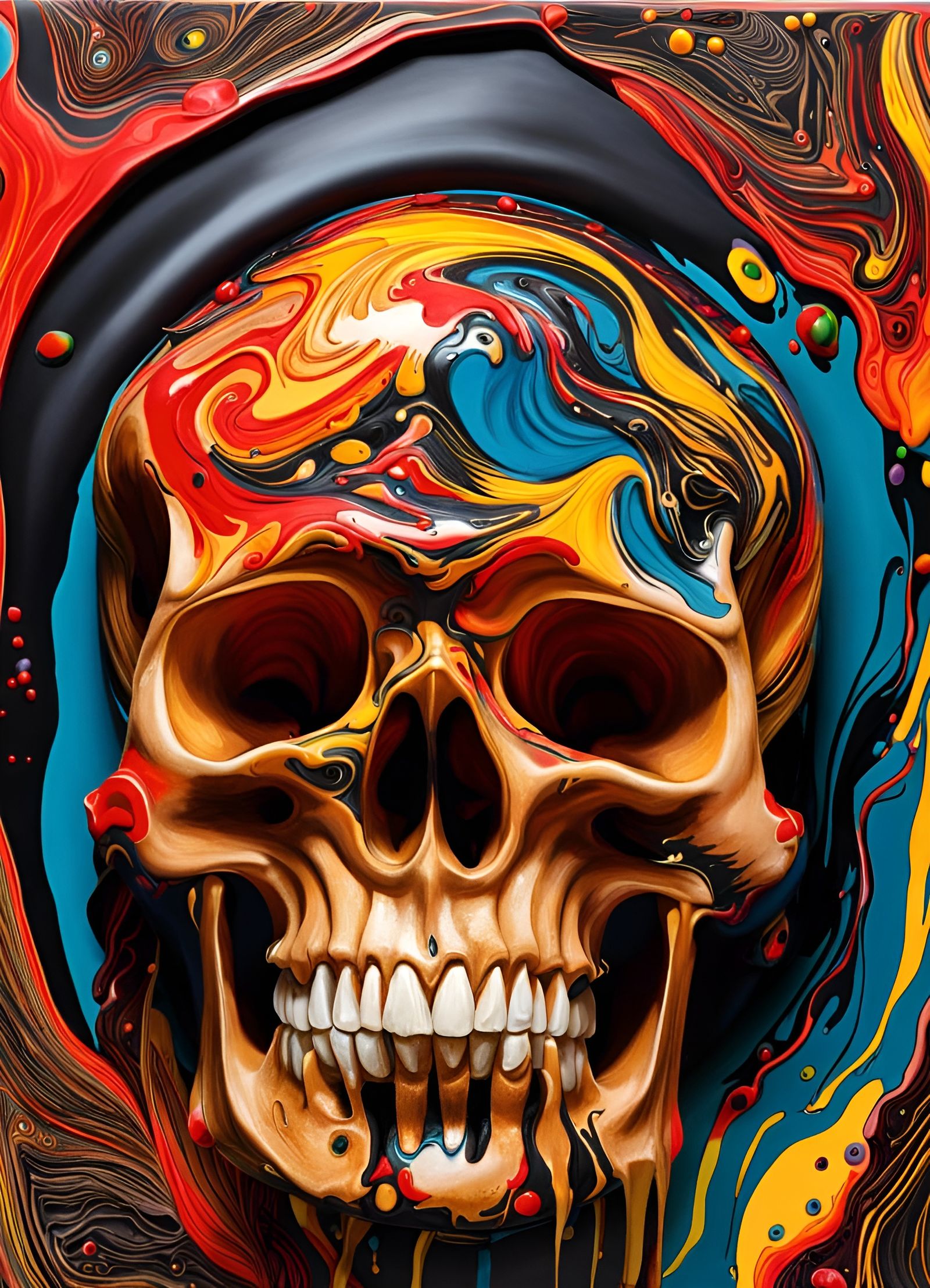 Gothic Skull Cake Explosion in Impasto Style