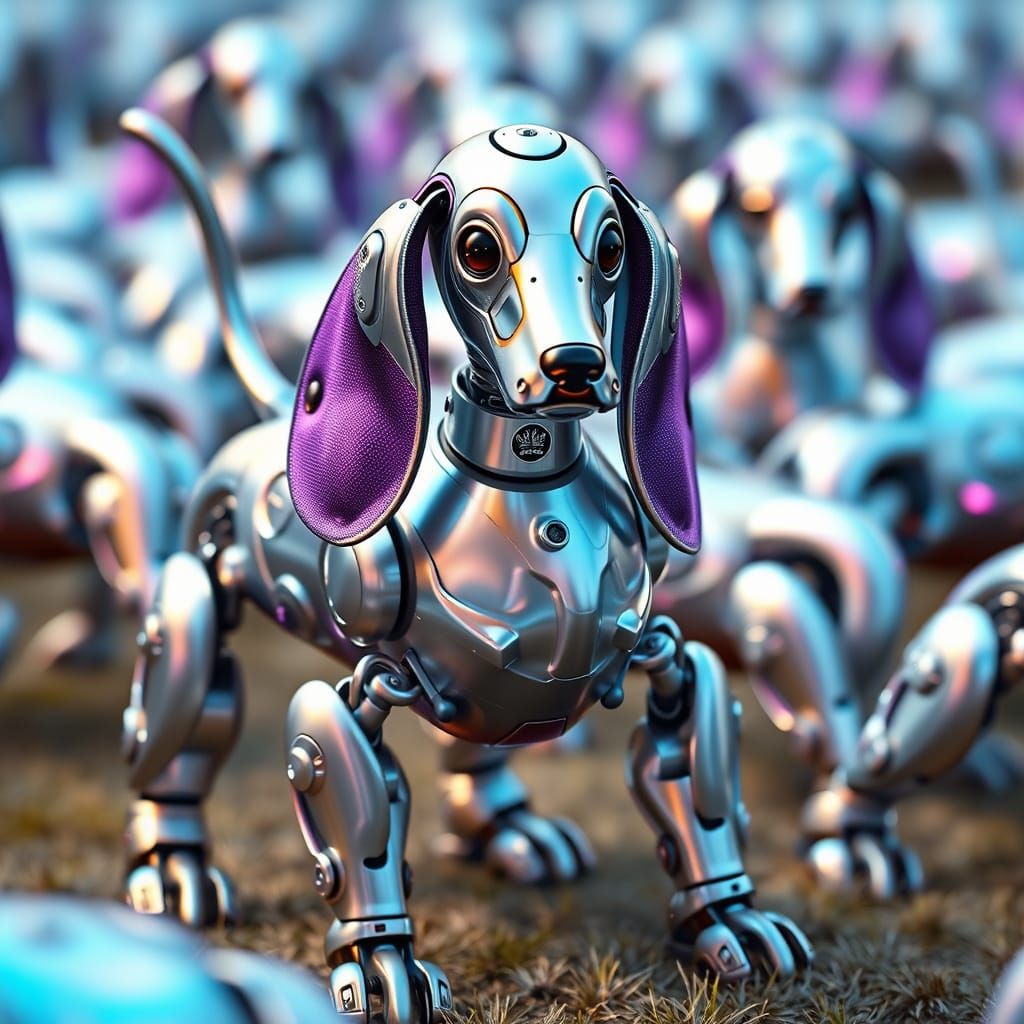 Robotic Basset Hounds in Tron Style