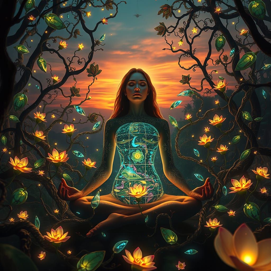 Surrealist Dreamscape in Vibrant Colors, Inspired by Klimt a...