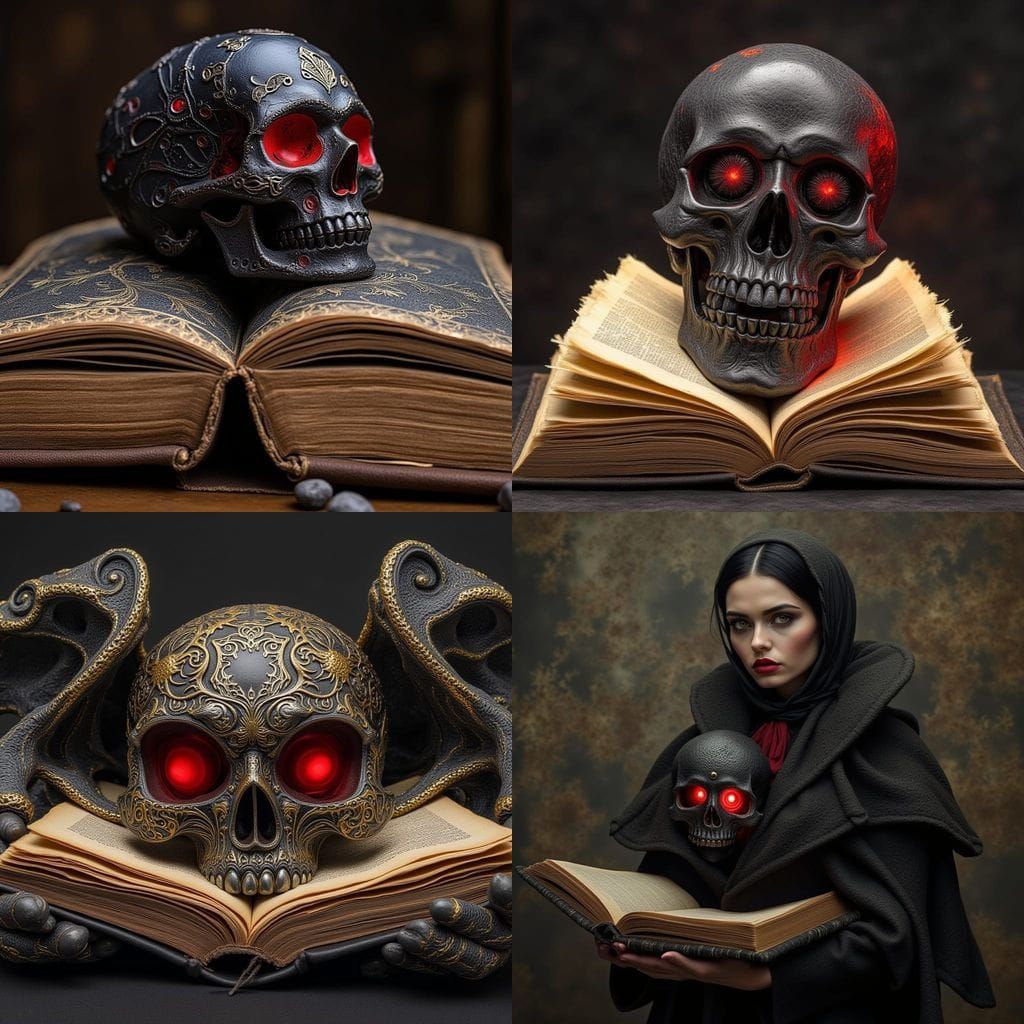 Black and Red Skull Emerges From Book
