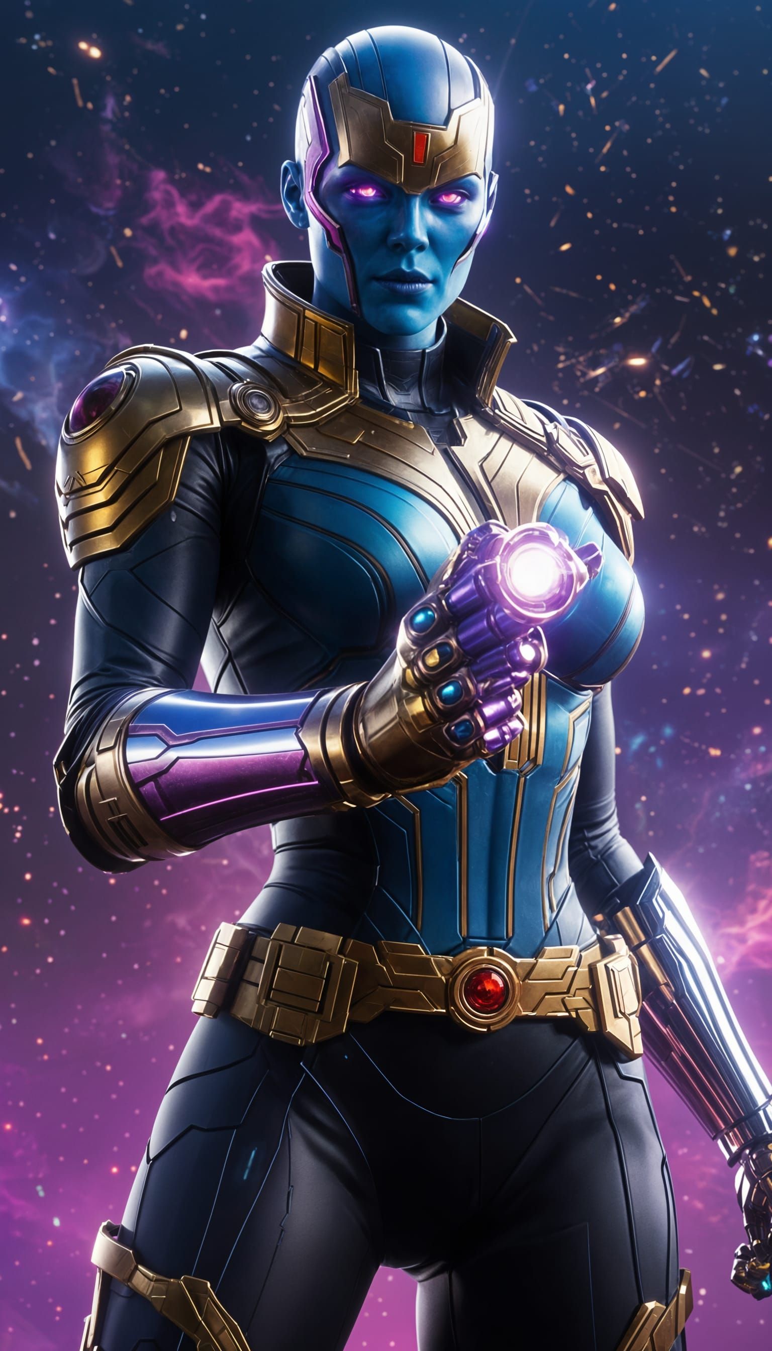 Cyberpunk Infinity Warrior in a Nebula