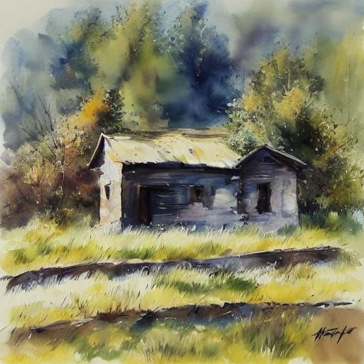 Idyllic Meadow in Impressionist Airbrush Art