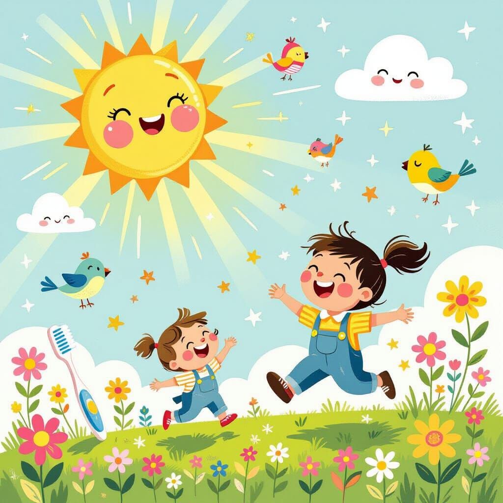 Whimsical Children's Illustration of a Sunny Day