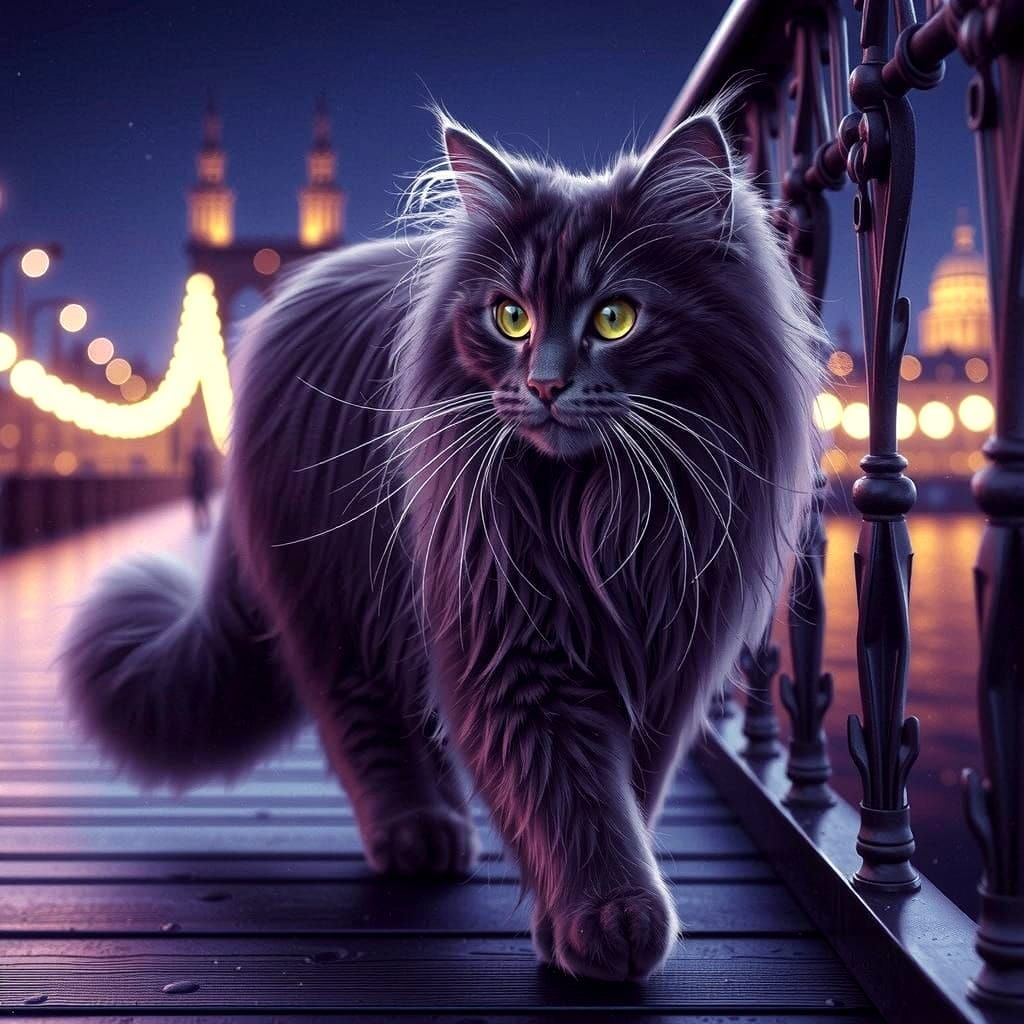 Whimsical Feline Encounter in Amsterdam's Vibrant Streets