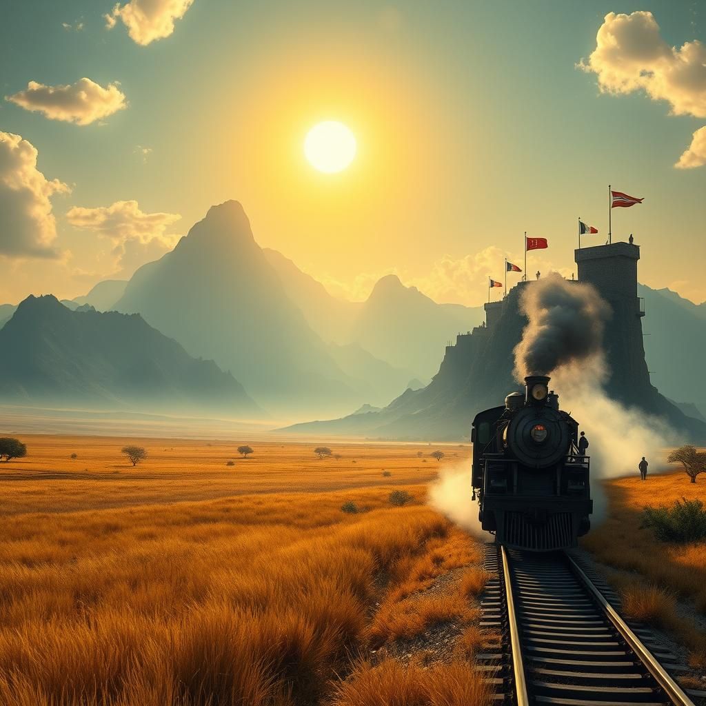 Fantasy Savannah Landscape with Steam Locomotive