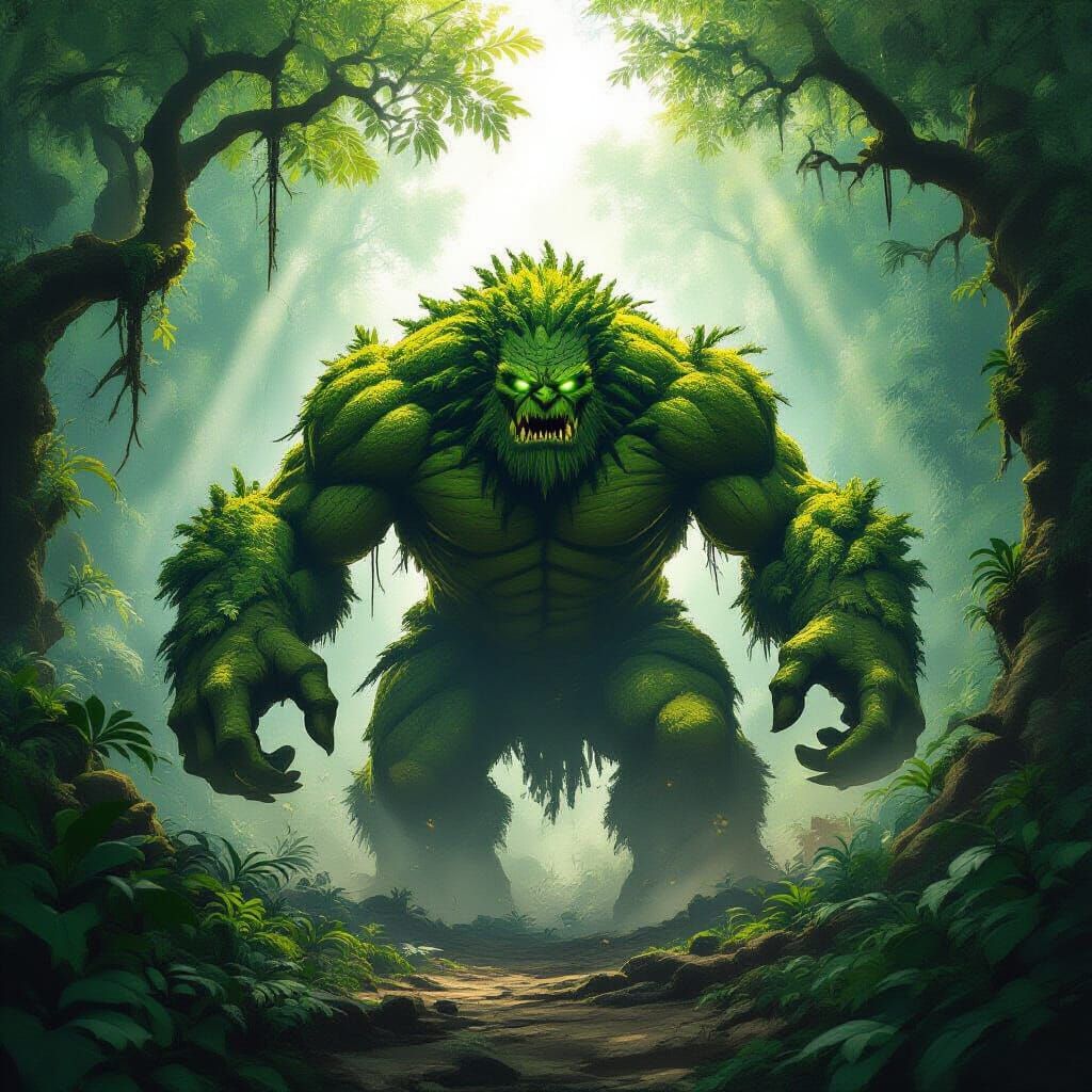 Moss Golem Rampages Through Vibrant Jungle