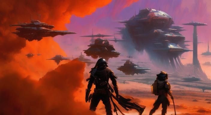 Sci-Fi Bounty Hunters in Floating Cloud City