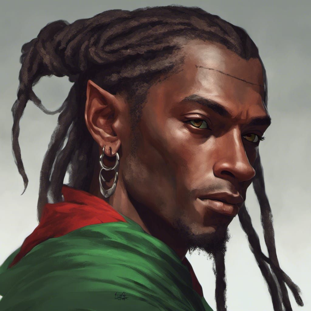 Fantasy Art Portrait of a Dark Elf Monk