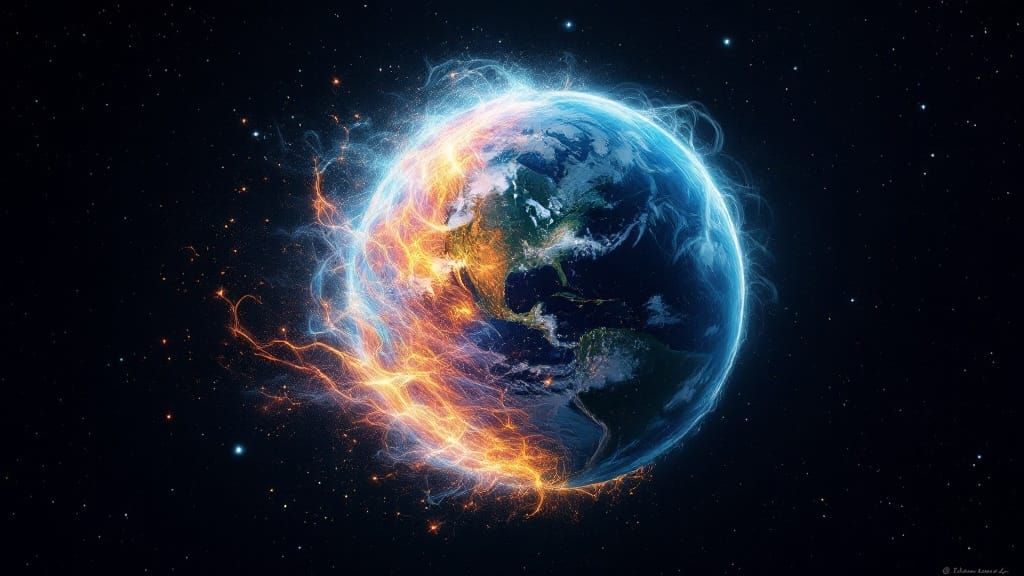 Cosmic Earth Emerges from Ethereal Swirl