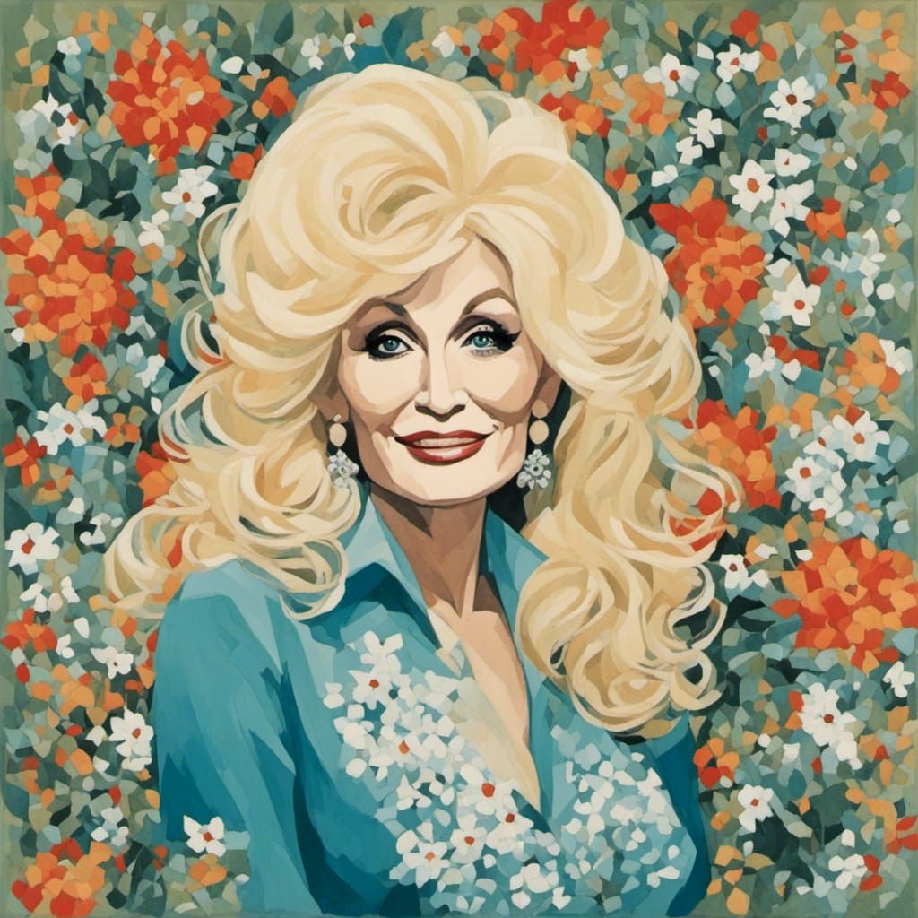 Dolly Parton Portrait in Mid-Century Modern Style