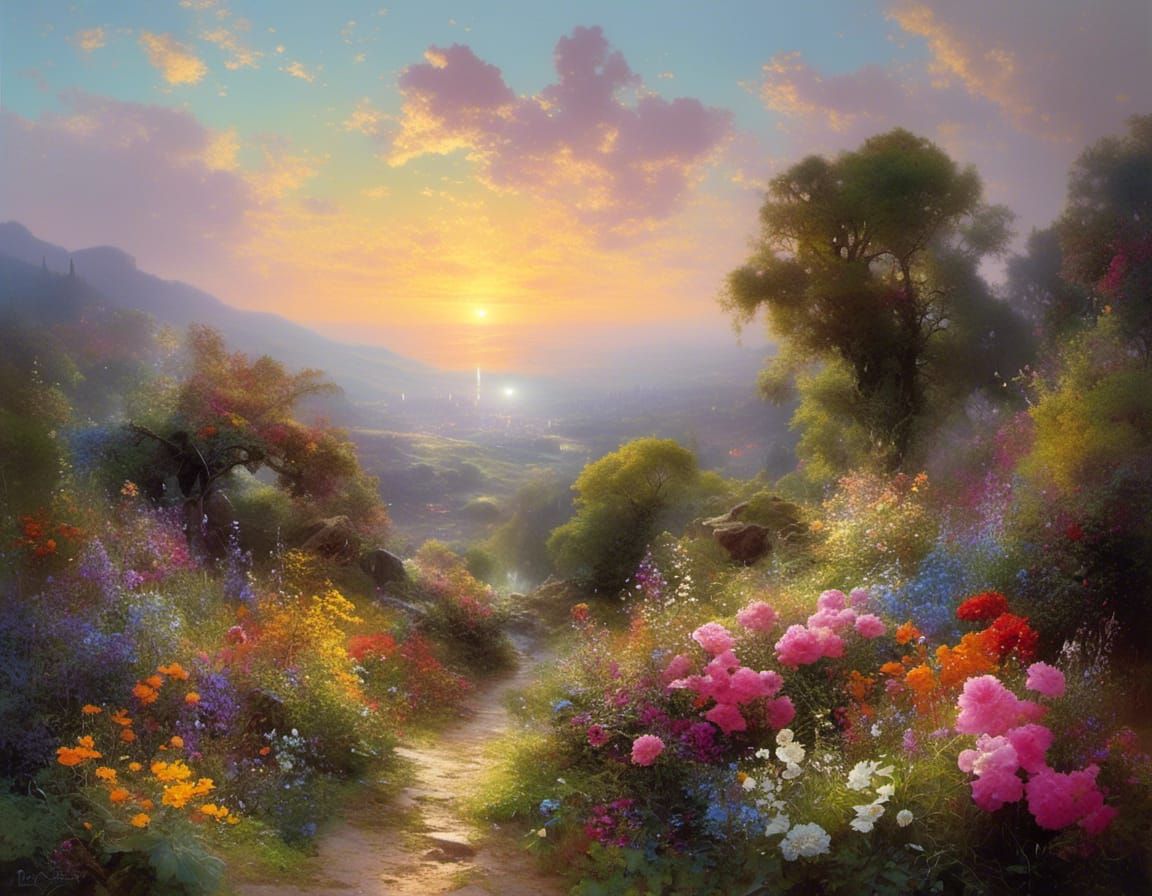 Eden Sunset by Pino Daeni: Graffiti Art Style