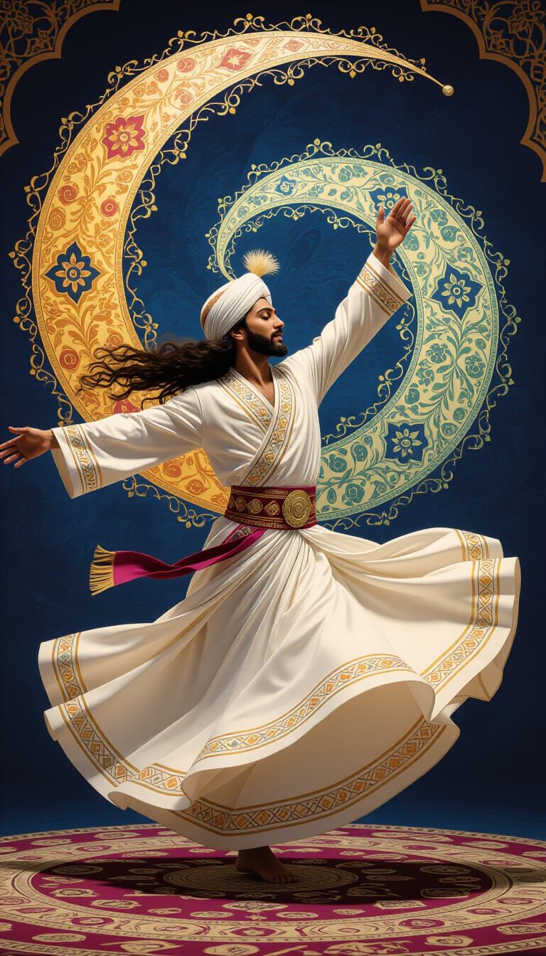 Whirling Dervish Dancing Gracefully in Cosmic Nebula