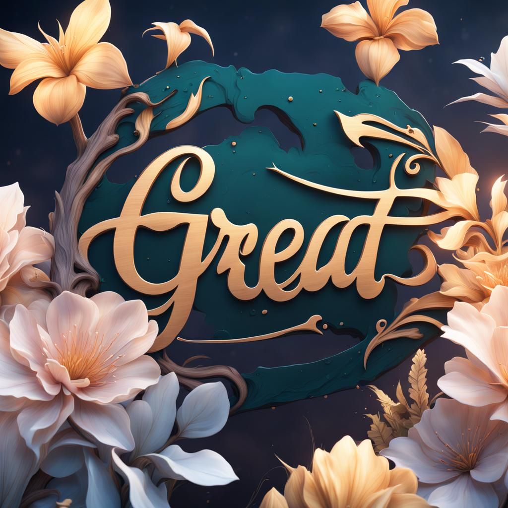Elegant Wooden Sign 'Great' - Fantasy Concept Art