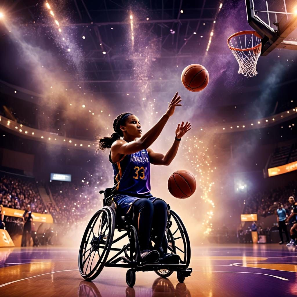 Artistic Paralympic Basketball Player in Action