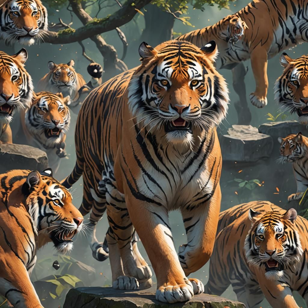 Detailed 3D Anime Tiger King in 8K