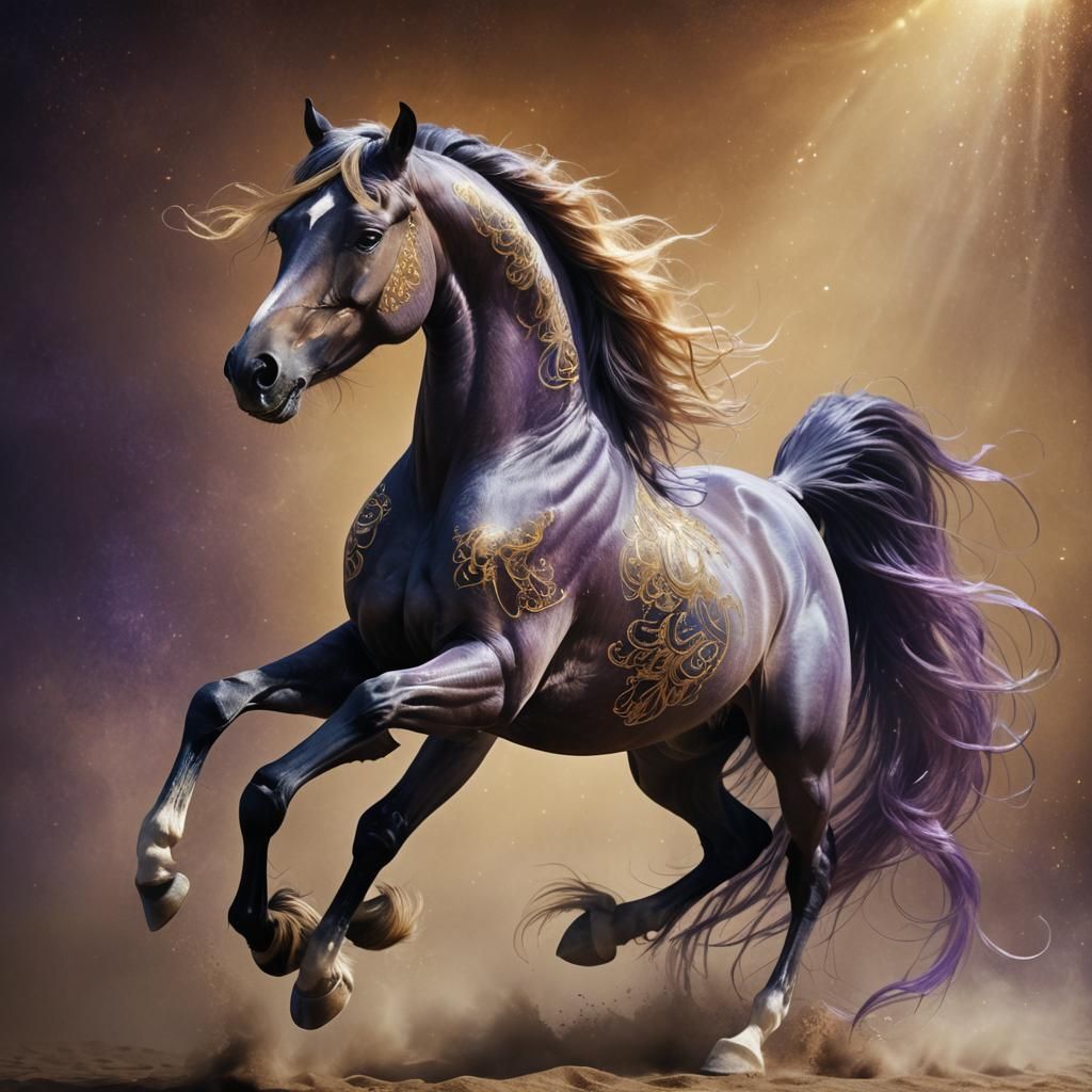 Arabian Stallion Portrait in Fantasy Matte Painting