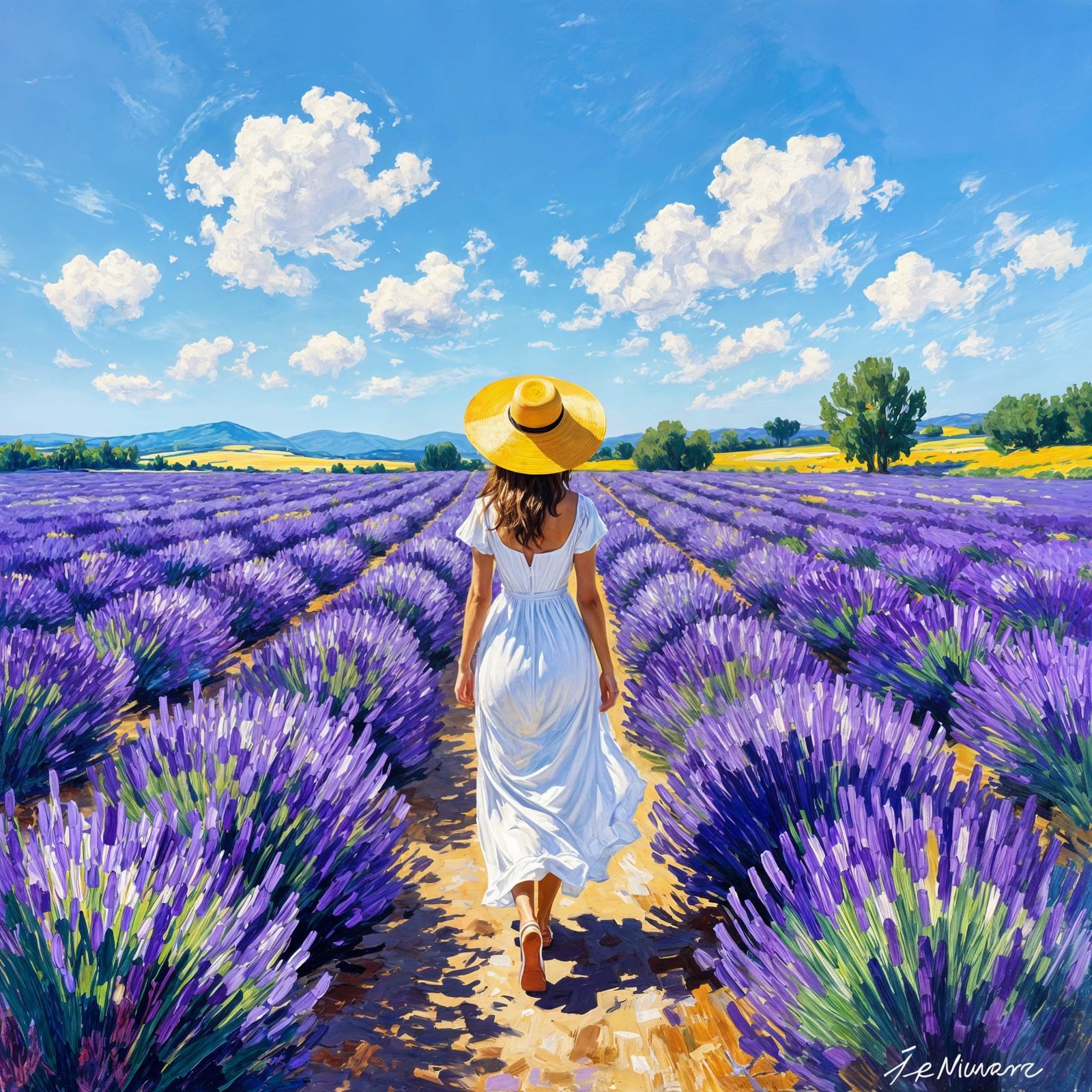 Lavender Fields in Impressionist Style