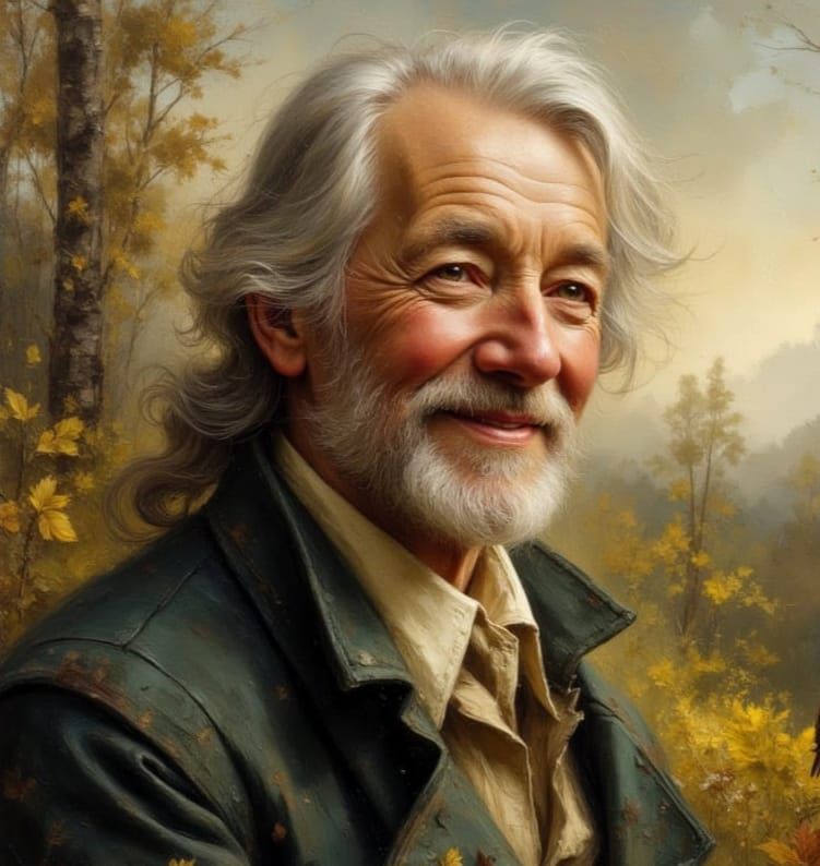 19th Century Romantic Era Portrait of Kind Gentleman with Wr...