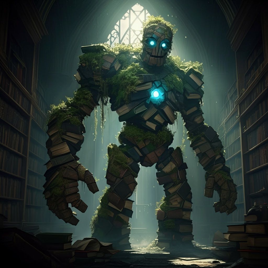 Ancient Book Golem in Ruined Library