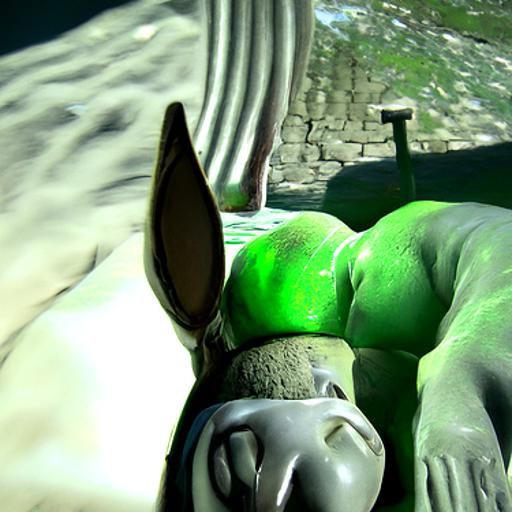 Shrek Massaging Donkey: 3D Rendered Art