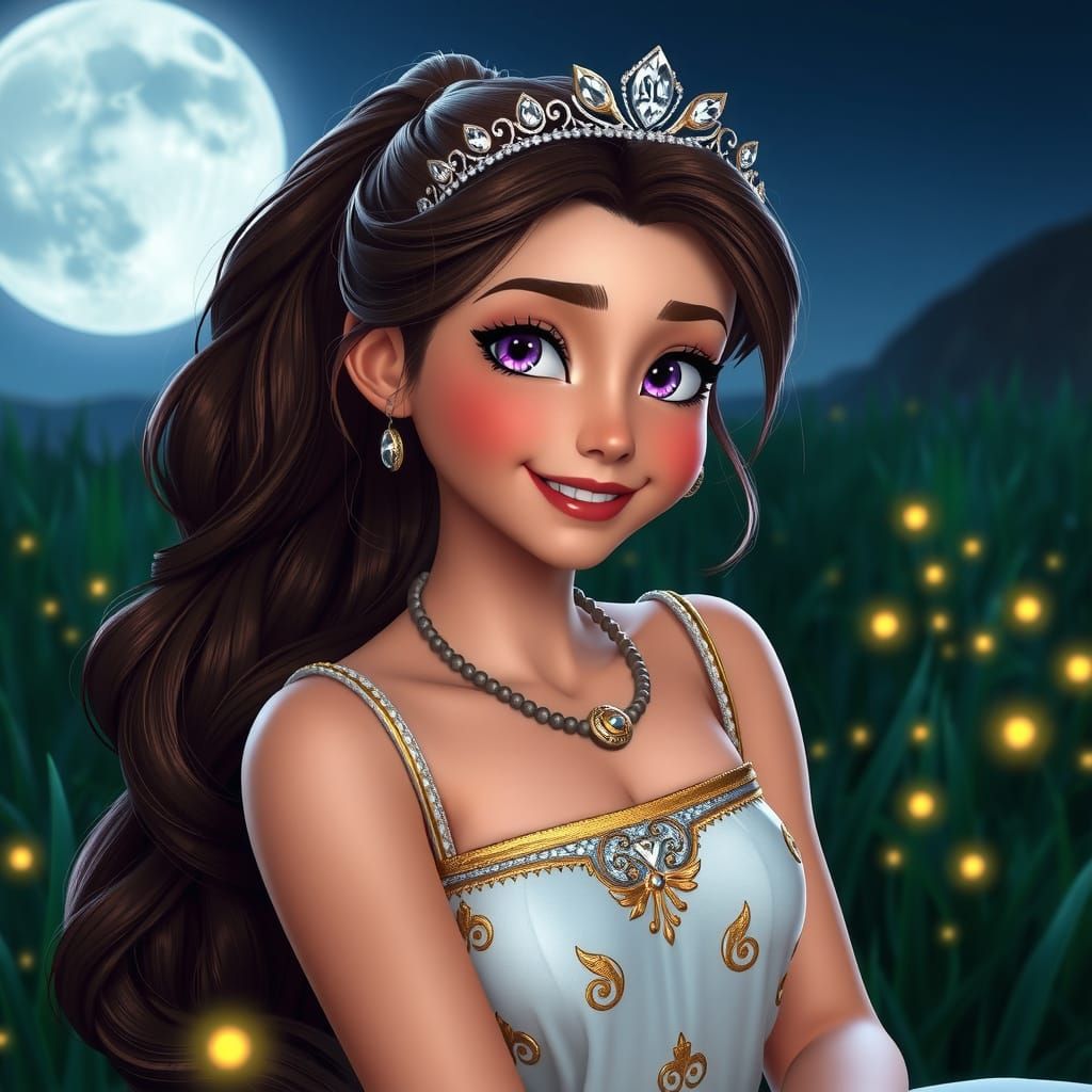 Megara in Greek Dress with Fireflies