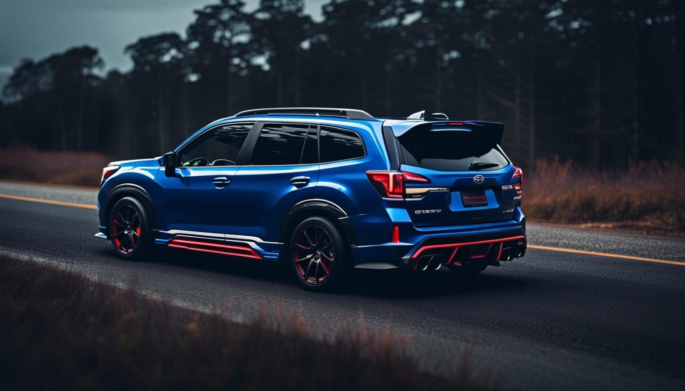 Blue 2022 Forester STI Car Road Race