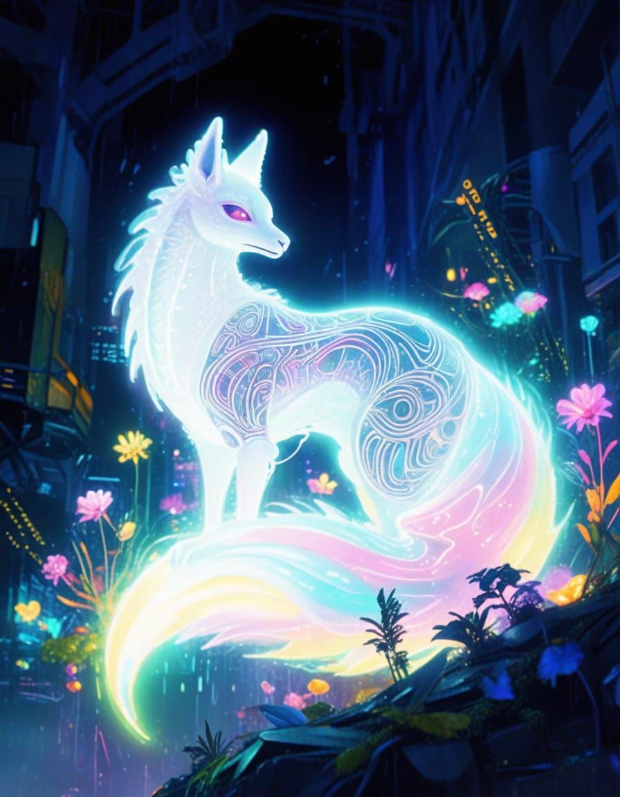 Sci-Fi Alien with Iridescent Wings in Futuristic City