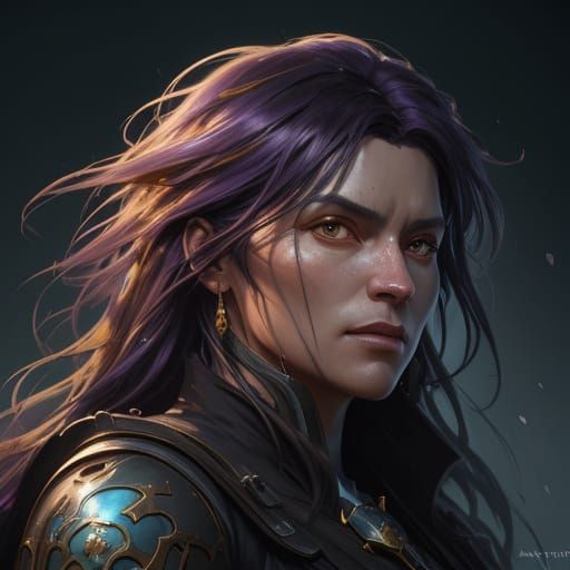 Dark Fantasy Character Portrait in Art Nouveau Style