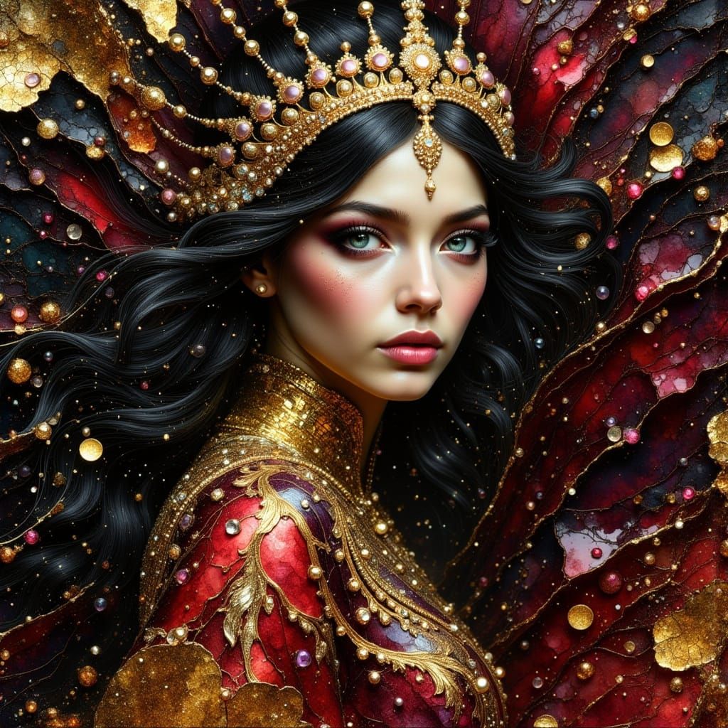 Ethereal Princess in Crinkled Gold Regalia