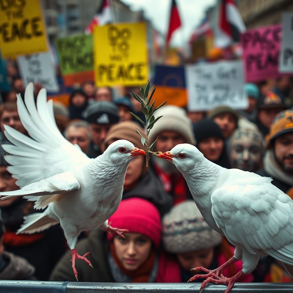 Fierce Peace Protest Scene in Stunning HDR